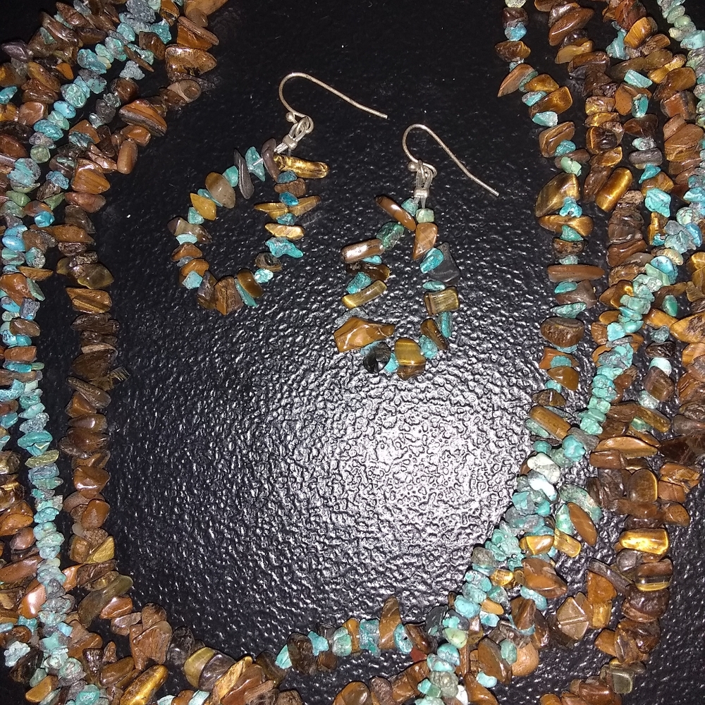 Wonderful!/ Tigers Eye Multiple String Necklace - image 1